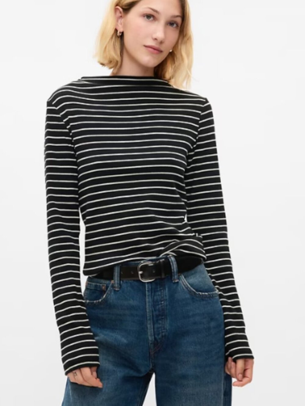 GAP Modern Rib Funnel Neck Long Sleeve T-Shirt sz SM